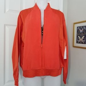 Athleta Zion Microfleece Full Zip Bomber M NWT Gorgeous Orange